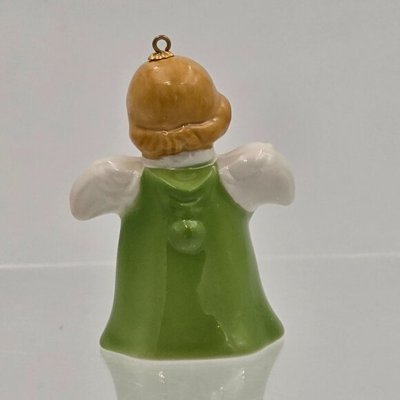 Goebel Hummel Angel Bell Ornament 1994 Green Angel with Clown Nineteenth Edition - Picture 5 of 11